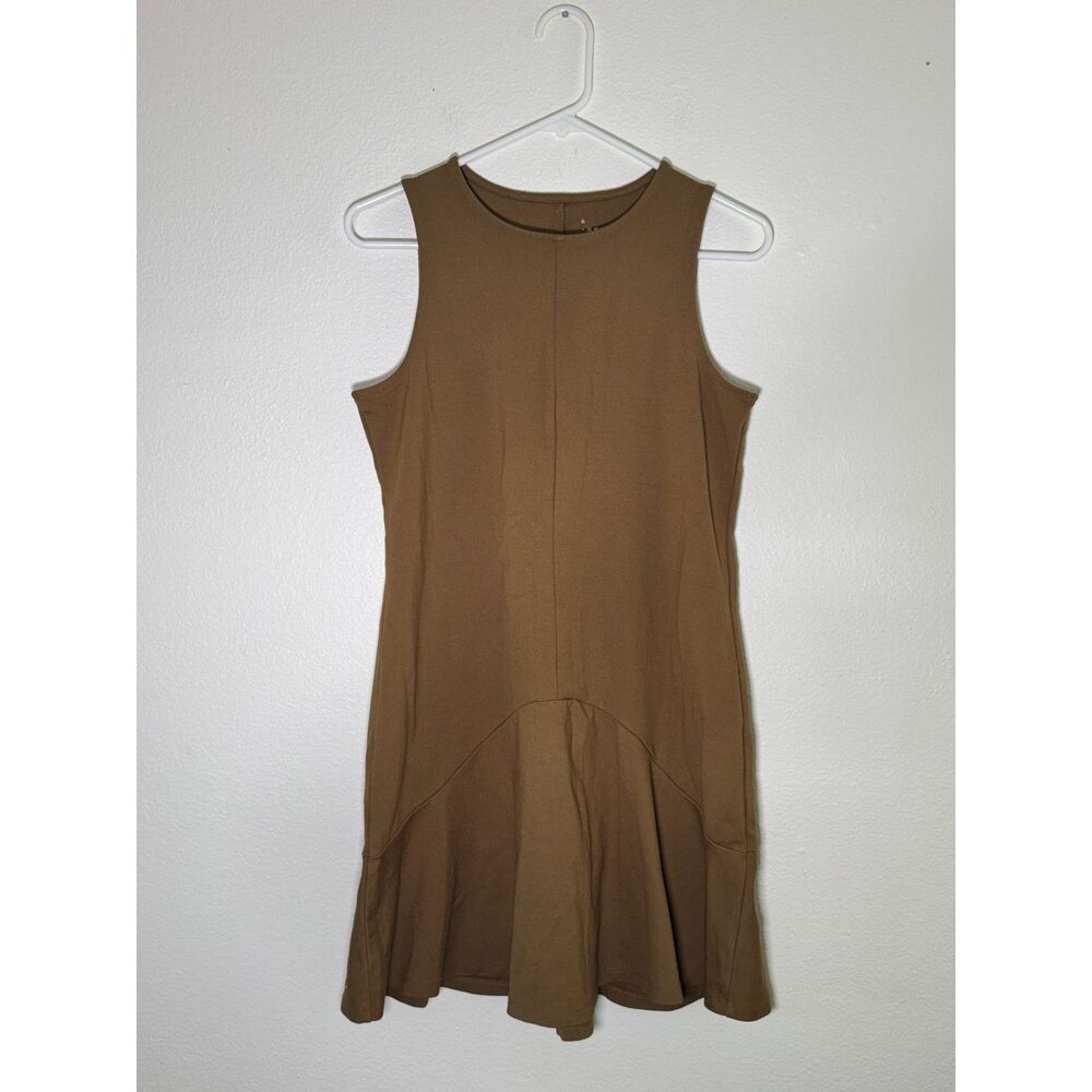NWOT A New Day Brown Sleeveless Peplum Hem Dress Women's Medium
